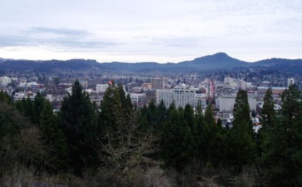 Downtown Eugene s skyline and