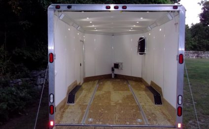 The trailer has a 12-volt LED