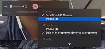 A recording window will appear (with you inside it, likely). Click on the little arrow associated with the fall down selection as you're watching record button, after that choose your iPhone or iPad