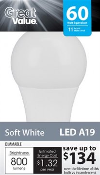 Great Value LED light bulbs from Walmart