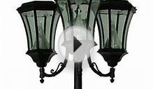 Gama Sonic Victorian 3 Head Solar Black Outdoor Lamp Post